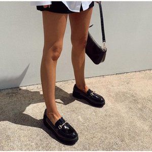 Princess polly Capri Black Leather Loafers Sz 6